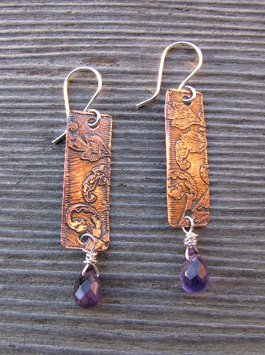 Amethyst copper pendants