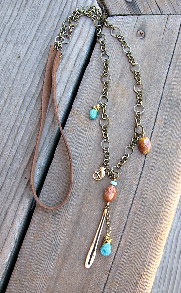 Leather strap necklace